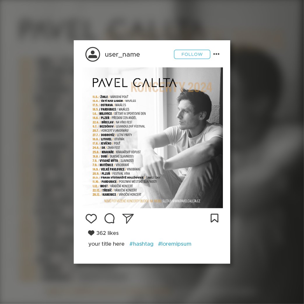 Koncerty Pavel Callta 2024 na Instagramu