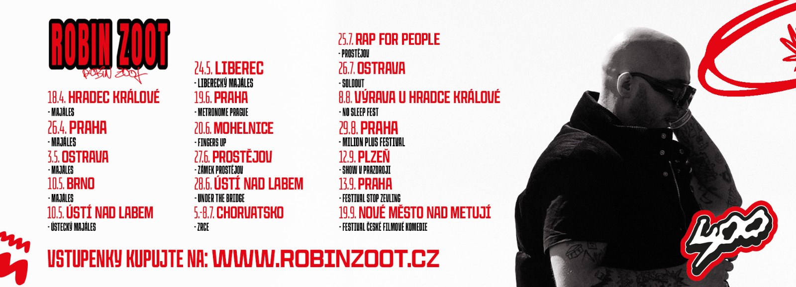 Úvodní fotka Facebooku Robin Zoot koncerty 2025
