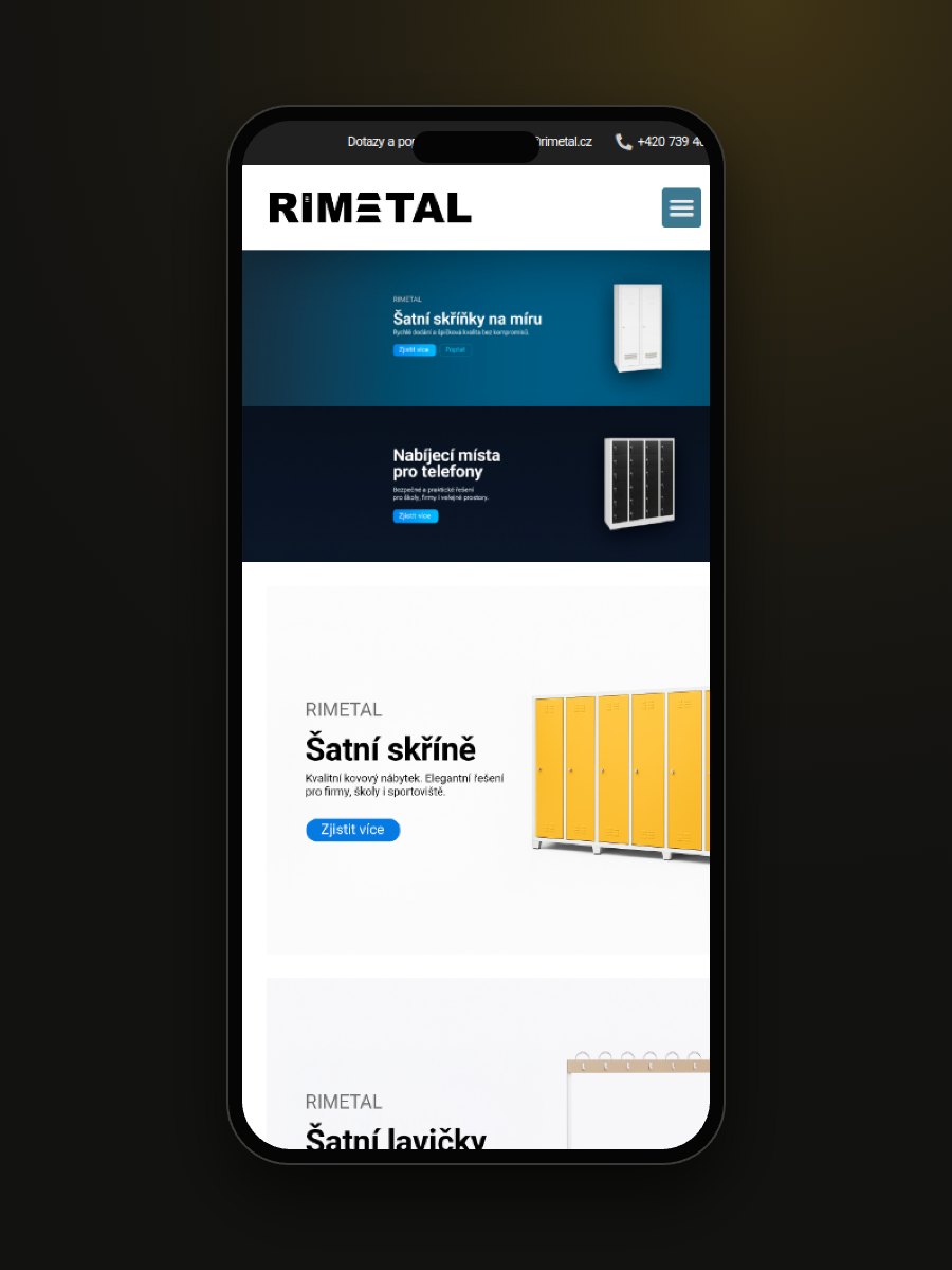 Mobilní verze webu Rimetal Czechia